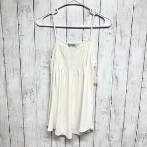 Ann Taylor Loft Top Women Size XS Cream Pleated Chest Sleeveless Babydoll Blouse